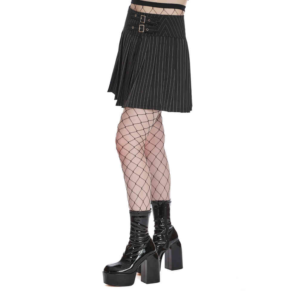 Banned - Black Core Pinstripe Skater Rock - Schwarz/Weiß